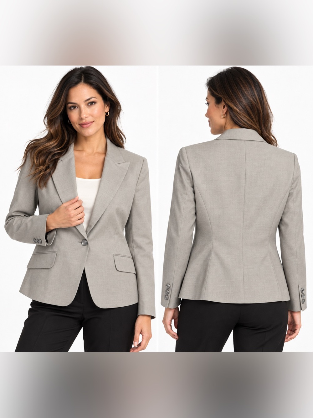 Talbots silk rayon Light Gray Single-Button Tailored Blazer 4P